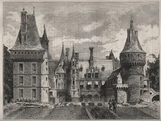 Le chateau de Maintenon, Eure et Loir (Eure et Loir), Centrum, Francja rycina z XIX wieku