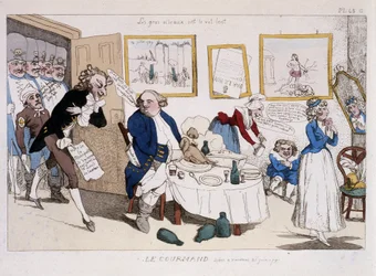 Le gourmand (posiłek Ludwika XVI i Marii Antoniny podczas lotu do Varennes) - w „Musée de la caricature””