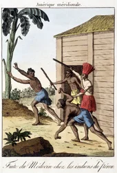 Wyciek lekarza wśród Indian Peru (Inków) - grawer