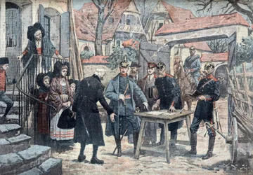 Les Alsace, mars 1918 (Niemieccy oficerowie prowadzący kampanię w Alzacji, marzec 1918) Ilustracja zaczerpnięta z "Le pelerin" 10/03/1918 Collection privee Â