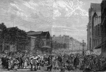 Les Halles w centrum Paryża w 1878 roku.