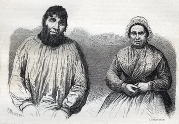 Les epoux Dumollard (Martin Dumollard (1810-1862) i jego wspólniczka Marie Anne (Marie-Anne) Martinet (1814-1875) Rycina XIX wieku