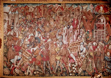 Życie i wyczyny Aleksandra Wielkiego (356-323 pne), króla Macedonii. Gobelin z XV wieku. Rzym, Galleria Doria Pamphili