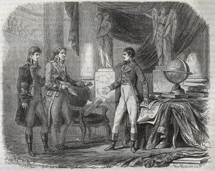 Lord Cornwallis (1738-1805) negocjuje traktat w Amiens (1802) z Napoleonem Bonaparte (1769-1821) – pokój w Amiens, Francja – traktat podpisany w marcu 1802 r., który zakończył wojny o niepodległość