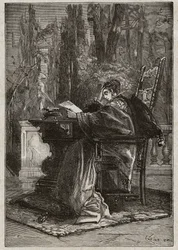 Lucrece Borgia (1480-1519) Umierająca ręka Leona X (Leone 10) (1475-1521) - grawer z „Lucrezia Borgia”” Oscara Pio - 1883