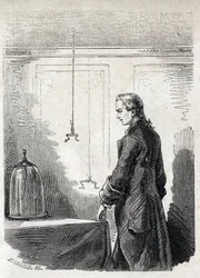 Luigi Galvani wywołuje żabie skurcze przez piorunochron - LUIGI GALVANI (1737-1798) włoski lekarz i fizyk. Powoduje skurcze u żaby prądem elektrycznym z chmury burzowej