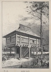 Maison Slave - rycina z 1889 r. w „Historia zamieszkiwania ludzi na Wystawie Powszechnej z 1889 r., p. Charles GARNIER - Librairie centrale des beaux-arts Paris 1889