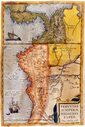 Mapa Kolumbii i Peru. 1590.