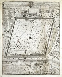 Mapa lazaretu w Mediolanie podczas Wielkiej Plagi w Mediolanie w 1630 r. (Rysunek