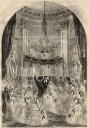 Małżeństwo barona Alphonse de Rotschild (1827-1905) i Leonory de Rotschild (1837-1911). Maryja nauczyła się rzucać drinkiem na podłogę, ostatni etap żydowskiego małżeństwa, zwany „rozbitym szkłem”. Grawerowanie w „The Illustrated London News”” z marca