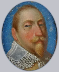 Miniatura króla Szwecji Gustawa II Adolfa, ok. 1630 (olej na mosiądzu)