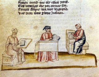Mnisi studiujący w klasztorze, Miniaturowy rękopis