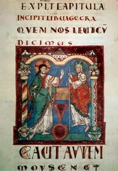 Miesiąc przed Bogiem. Podświetlana strona z tropair of Saint Martial de Limoges. Debiut XI-wiecznego Paryża, B.N.