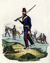 Batalion artylerii górskiej armii francuskiej Afryki w Algierii w 1830 r. W „”Storia d
