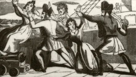„Pani Glass i jej córka błagają piratów o ratowanie życia”, ok. 1836 r.