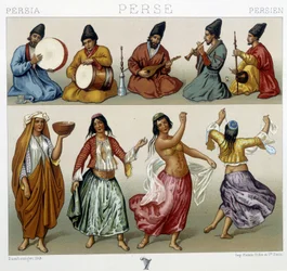 Muzycy i tancerze w Persji - w „Strój historyczny” Racinet
