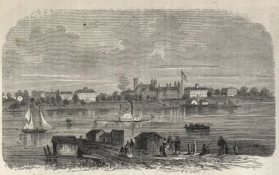 Stan Nowy Jork – Ustanowienie Komisji Emigracyjnej – Ward Island – Grawerowanie w „Ilustrowanym Wszechświecie” z 1869 roku