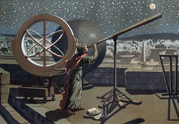 Hipparch Nicei. (Hipparkhos) w Obserwatorium Aleksandryjskim Astronom grecki (w Bytynii, II w. p.n.e.) według „Nauka i jej ludzie” Louisa Figuiera. Barcelona 1881