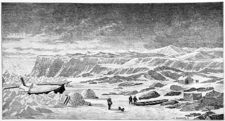 Biegun północny: Igloo i lodołamacz (Ice Breeze), rysunek, wiosna 1873.