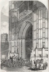 Otwarcie nowego parlamentu - przybycie Jej Królewskiej Mości pod wieżę Victoria, House of Lords 1852