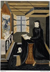 Oratorium królowej Katarzyny Medycejskiej (Caterina de Medici) (Królowa w modlitwie) - wzorowane na XVI-wiecznej emalii, Muzeum Cluny