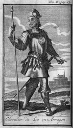 Ordery rycerskie. Kawaler Zakonu Liliowego w Arragonie w XV w. W „” historii powstających do tej pory zakonów rycerskich, sekulierów i regularnych milicji obojga płci. Wydanie zaczerpnięte z Abbe Giustiniani, R.P.Bo