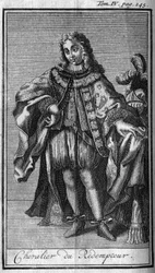 Ordery rycerskie. Rycerz Odkupiciela lub drogocennej krwi Jezusa w Księstwie Mantui (Mantua) w XVII wieku. W „”Historii zakonów rycerskich lub rycerskich, bezpiecznych i rutynowych milicji obojga płci, które powstały do tej pory