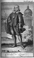 Ordery Rycerskie. Kawaler de Lorette we Francji w XVI wieku. W „”Historii zakonów rycerskich czy rycerskich, bezpiecznych i rutynowych milicji obojga płci, które powstały do tej pory. Wydanie zaczerpnięte z Abbe Giustiniani, R.P.Bonani, M. Her