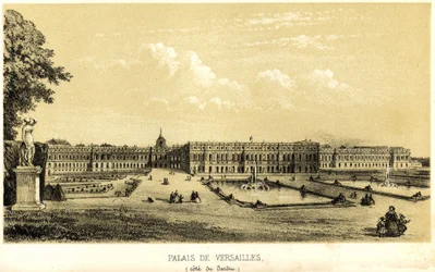 Pałac wersalski, widok na ogród z 1857 roku.