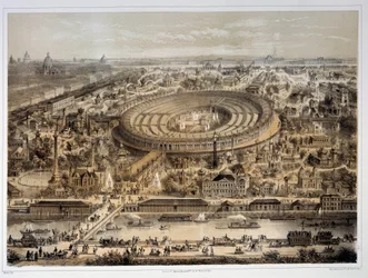 Panoramiczny widok na Wystawę Światową 1867 w Paryżu. Paryż, Muzeum Carnavalet