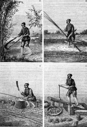 Produkcja papieru w Chinach w „Cuda przemysłu” Louis Figuier, Paryż
