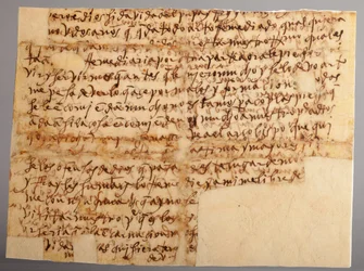 Część rękopisu. List nr 96 św. Teresy do siostrzenicy Matki Marii Bautisty (List nr 96 św. Teresy z Sewilli do jej siostrzenicy Matki Marii Bautisty, która przebywa w Valladolid). Papier. Część 1. 30 listopada 1575.