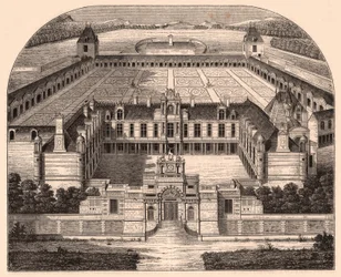 Widok perspektywiczny na Chateau dAnet (Eure-et-Loir, Francja), epoka renesansu