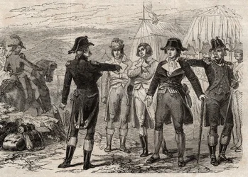 Pierre Antoine Antonelle (Pierre-Antoine Antonelle) (1747-1817) i jego przyjaciele aresztowani z rozkazu Lafayette - grawerowanie w "Dictionnaire populaire illustrious" - 1864 - Joseph Decembre i Edmond Allonier -