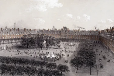 Place Royale (obecnie Place des Vosges) w Paryżu pod koniec XIX wieku.