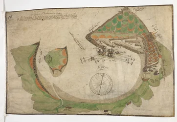 Plan miasta i portu San Sebastian, sporządzony przez Richarda Poultera, czerwiec 1585