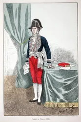 Prefekt policji (1800). Akwaforta w kolorach, dla ilustracji „Historia korpusu sił pokojowych””” książka wydana pod patronatem Louisa Lepine’a (1846-1933) prefekta policji nad Sekwaną, autorstwa Alfreda Reya (1864-?) i Louisa Ferona (1862) -?), wyd
