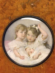 Miniatura portretowa wielkich księżnych Olgi (1895-1918), Tatiany (1897-1918) i Marii (1899-1918) z Rosji, ok. 1900 r. (miniatura)