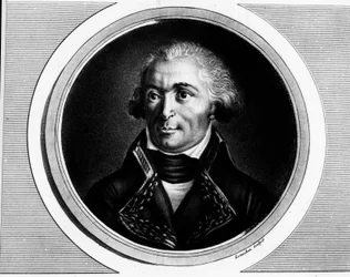 Pełnowymiarowy portret Charlesa Pichegru (1761-1804), głównodowodzącego wojsk Północy, Sambry i Mozy, Renu i Mozeli. grawer w „”Kompletny zbiór historycznych obrazów rewolucji francuskiej, w trzech tomach””” 1804.