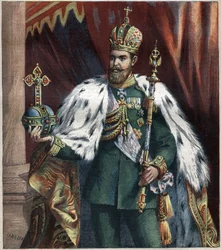Portret u stóp Aleksandra III (1845-1895), rycina cesarza Rosji z 1892 r.