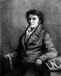 Portret Aloisa (lub Aloysa) Senefeldera (1771-1834), czeskiego pisarza teatralnego, wynalazcy litografii.