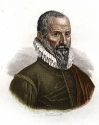 Portret Ambroise Paré (1509-1590), francuskiego chirurga - rycina z XIX wieku