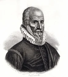 Portret Ambroise Pare (1509-1590), francuskiego chirurga - rycina z XIX wieku