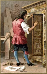 Portret André Charlesa Boulle (1642 - 1732) francuskiego stolarza. Chromolitografia XIX wieku.