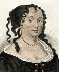 Portret Anny Hyde (1637-1671), księżnej Yorku i pierwszej żony Jakuba II z Anglii. Rycina XIX wieku.