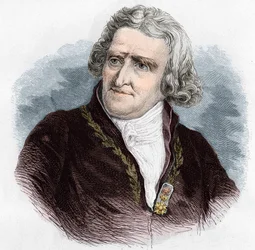 Portret Antoine Augustina Parmentiera (1737 - 1813), francuskiego aptekarza wojskowego i agronoma. Grawerowanie z 1866 roku.
