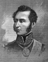 Portret Antonia José de Sucre (1795-1830) - przywódcy walki o niepodległość Wenezueli - rycina