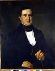 Portret Bartolomeo Merelli (1793-1879), pierwszego dyrektora Scali. Anonimowy obraz z XIX wieku.