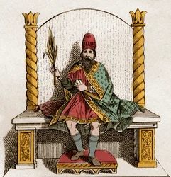 Portret Bonifacego III z Toskanii (985-1052) Markiz Canossy i Toskanii - Bonifacy III, margrabia Toskanii lub Bonifacego z Canossy - Bonifacio III di Canossa (o Bonifacio IV di Toscana) Rycina z 1861 r.