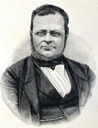 Portret Camillo Benso, hrabiego Cavour (1810-1861), włoskiego męża stanu, po zdjęciu z 1860 r.